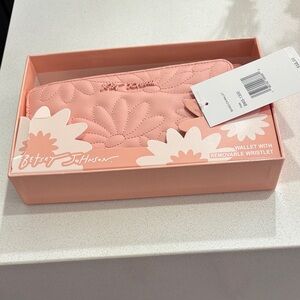 Betsey Johnson Blush Peach Quilted Floral Wristlet Wallet